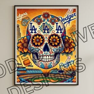 LOS ANGELES DODGERS DAY OF THE DEAD PRINT 20X16 DODGERS LIMITED PRINT